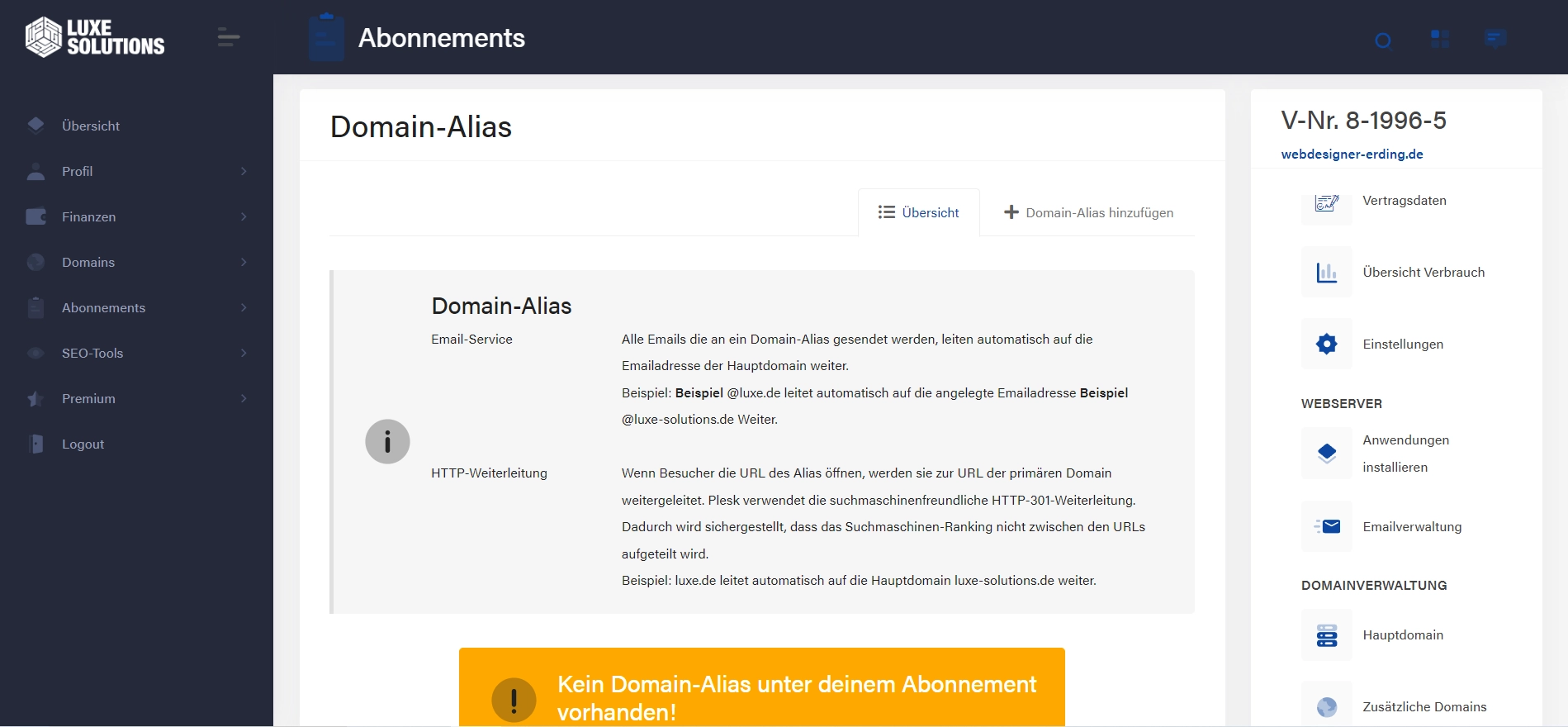 Webhosting Domain-Alias