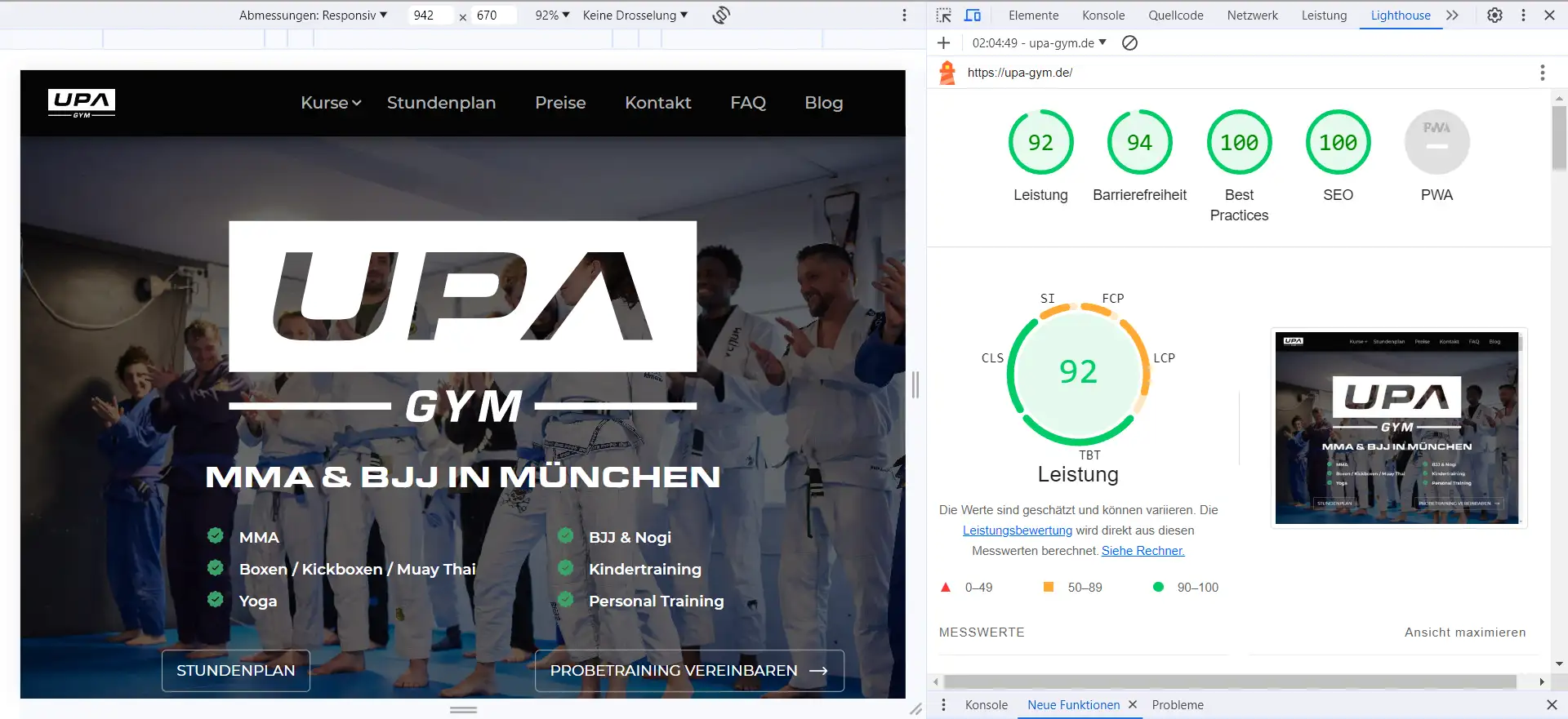 Onpage Optimierung für UPA GYM - SEO Agentur Erding