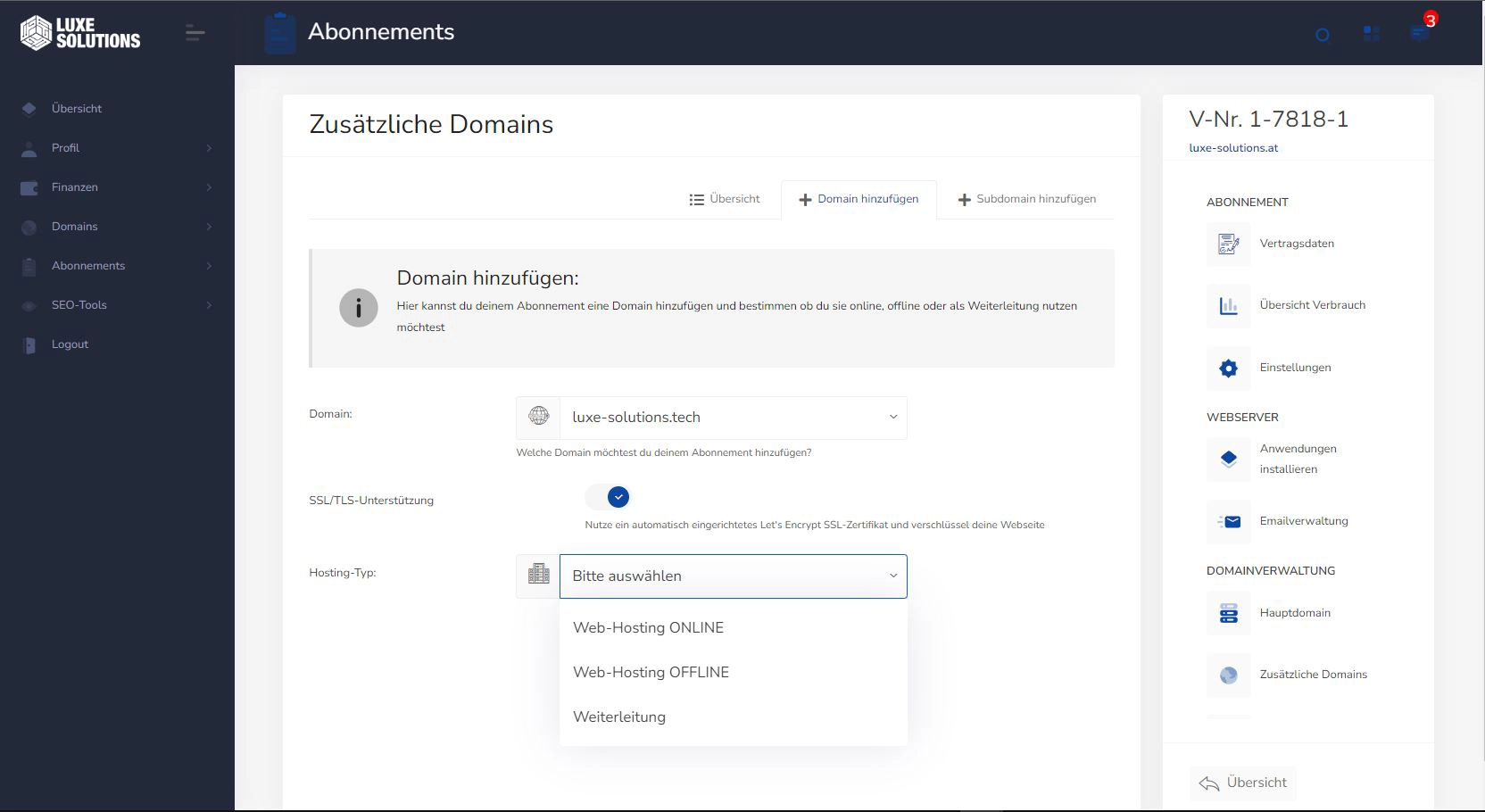 webhosting unbegrenzte Domains